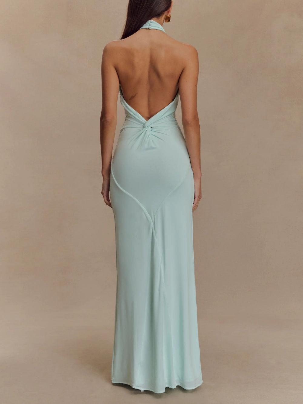 Selene Satin Halter Dress