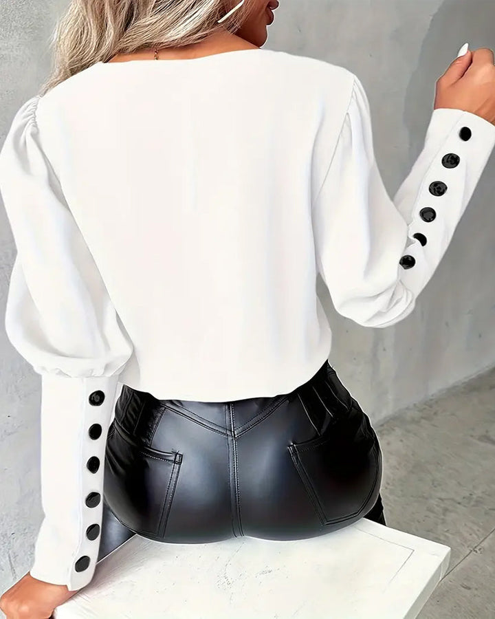 Vera Contrast V-Neck Blouse