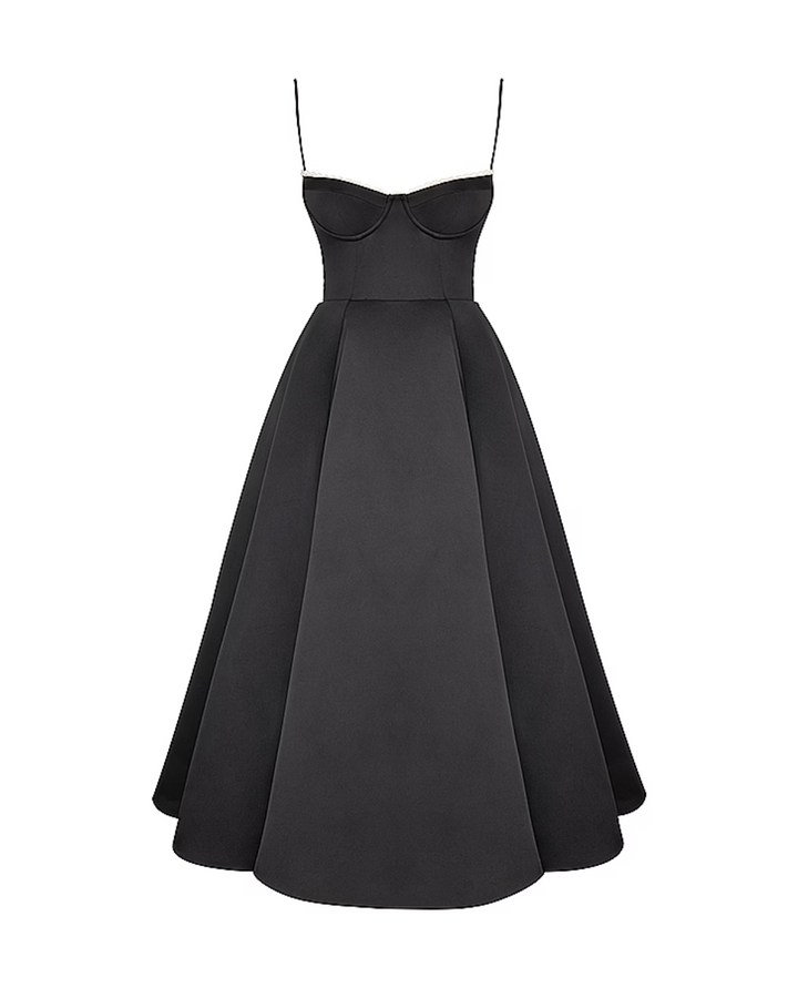 Soleia – Fitted Midi Dress with Spaghetti Straps