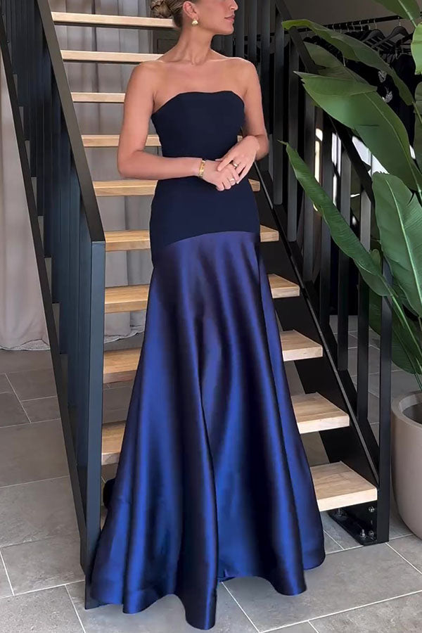 Luxe Satin Glow Strapless Maxi Gown