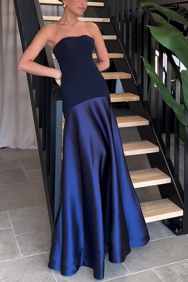 Luxe Satin Glow Strapless Maxi Gown