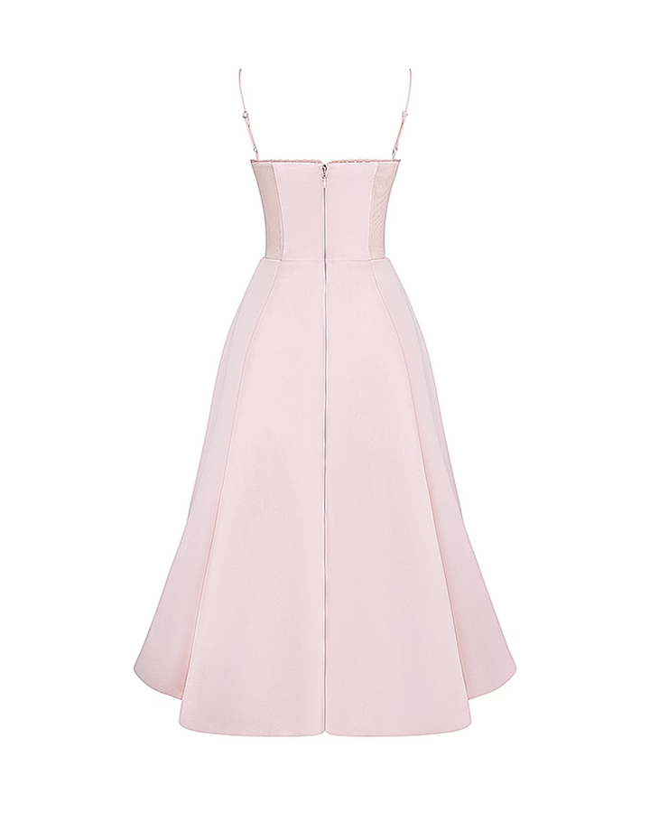 Soleia – Fitted Midi Dress with Spaghetti Straps