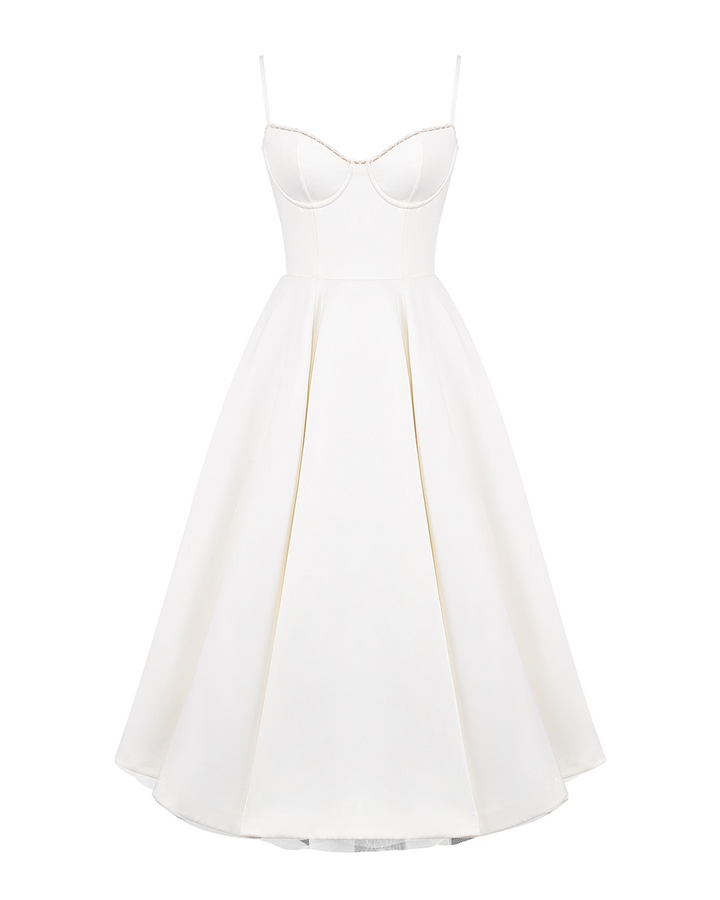 Soleia – Fitted Midi Dress with Spaghetti Straps