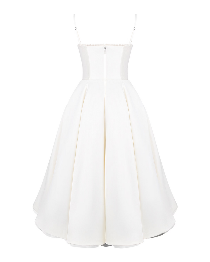 Soleia – Fitted Midi Dress with Spaghetti Straps