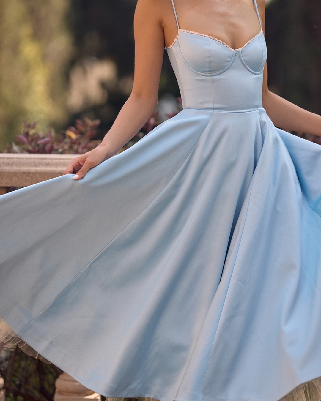 Soleia – Fitted Midi Dress with Spaghetti Straps