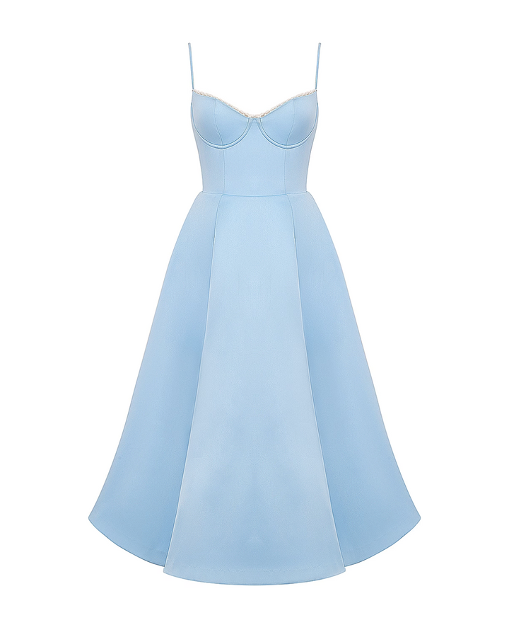 Soleia – Fitted Midi Dress with Spaghetti Straps