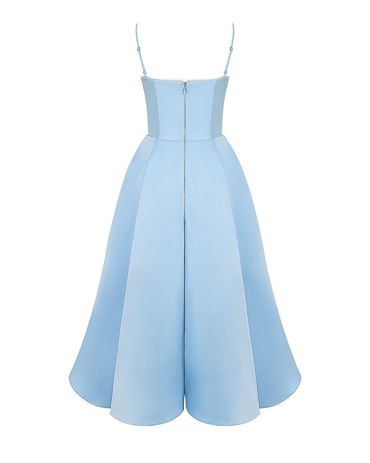 Soleia – Fitted Midi Dress with Spaghetti Straps