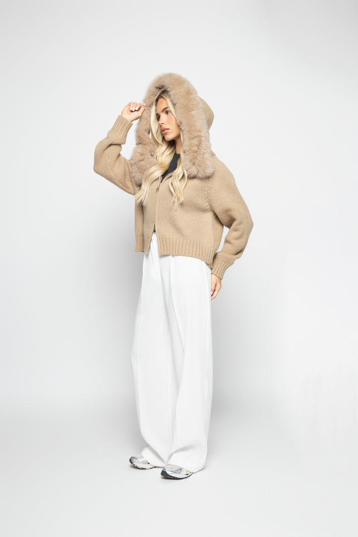 Orivienne | Chic Faux Fur Knit Cardigan