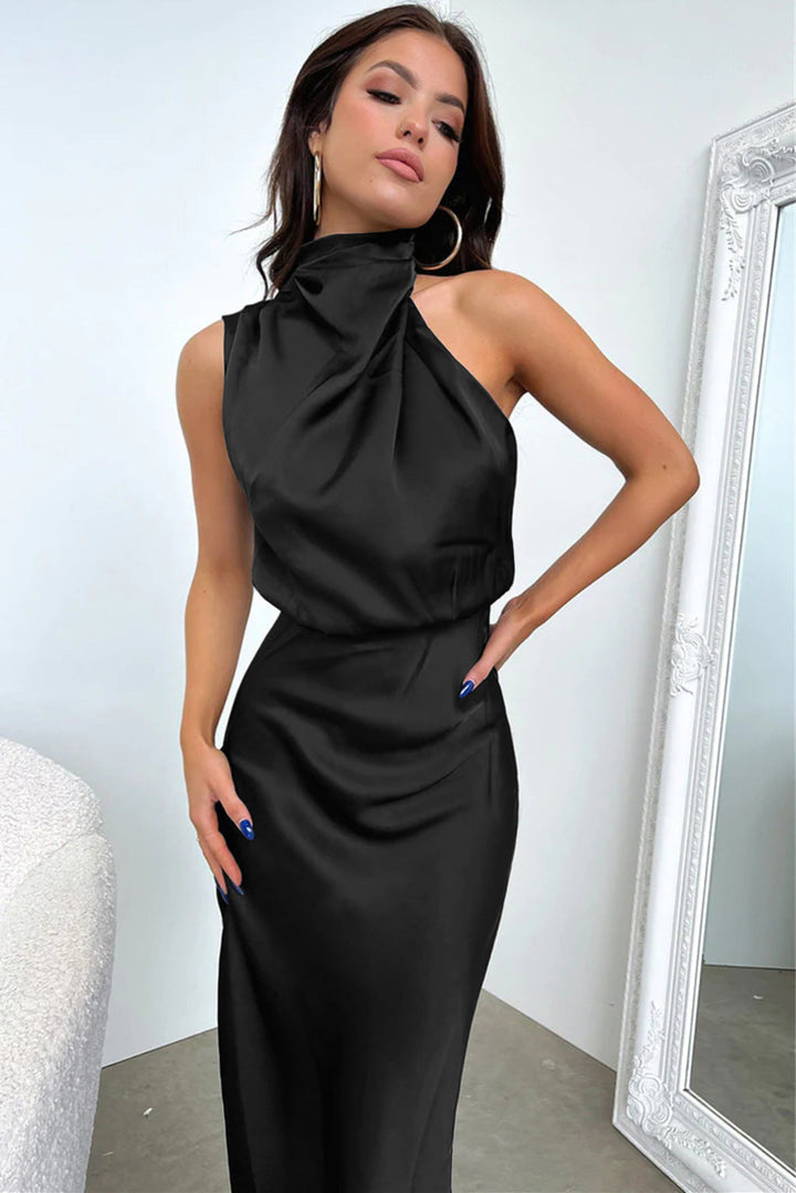 Lunara – Satin Maxi Dress with Cowl Neckline