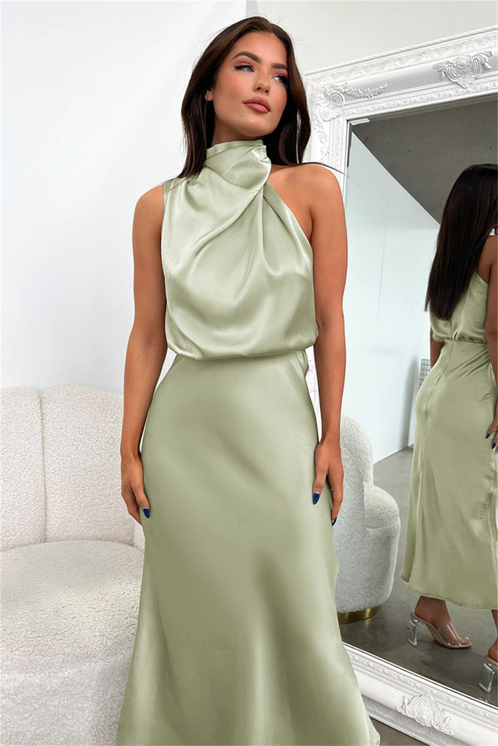 Lunara – Satin Maxi Dress with Cowl Neckline