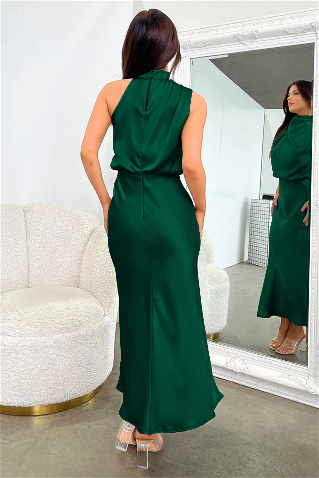 Lunara – Satin Maxi Dress with Cowl Neckline