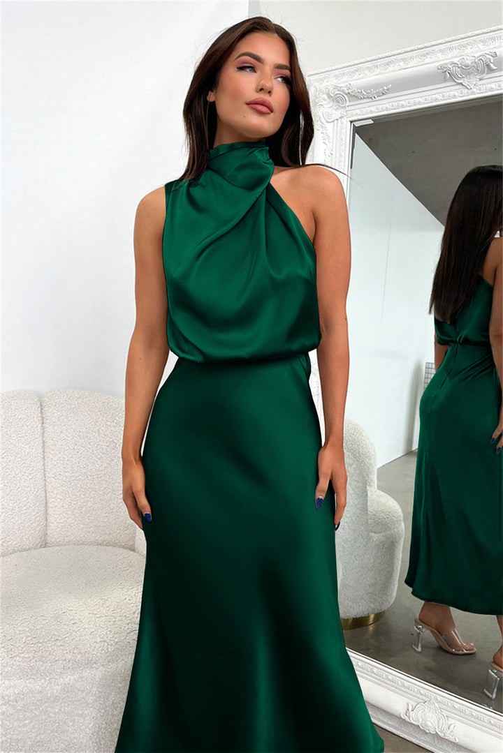 Lunara – Satin Maxi Dress with Cowl Neckline