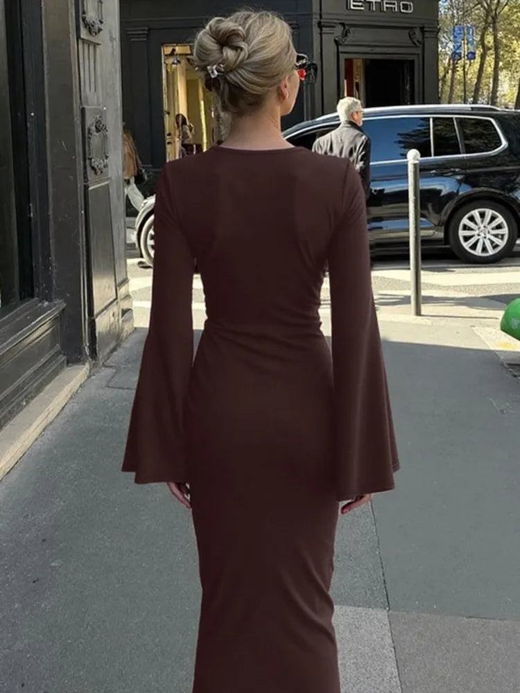 Fiorina | Draped Elegance Maxi Dress