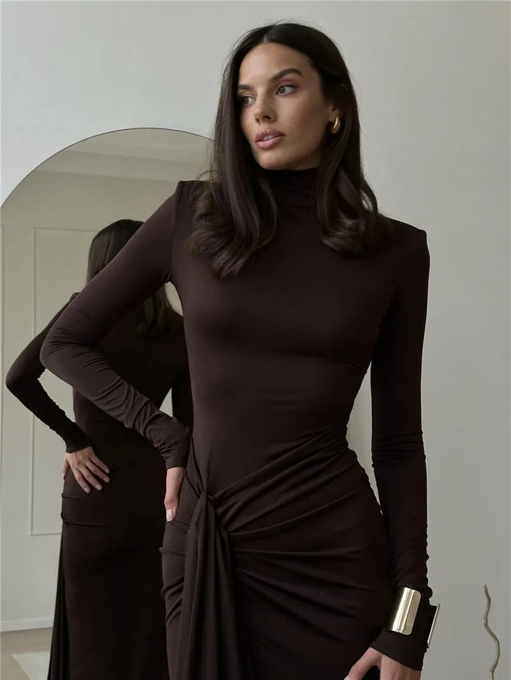 Arlissia | High-Slit Draped Elegance Maxi Dress