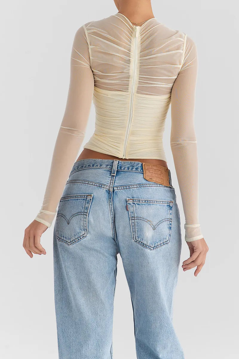 Althira | Sheer Mesh Long Sleeve Elegance Top