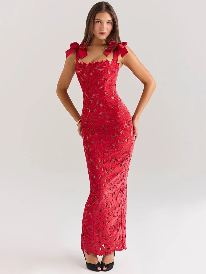 Ismara | Bow Lace Elegance Maxi Dress