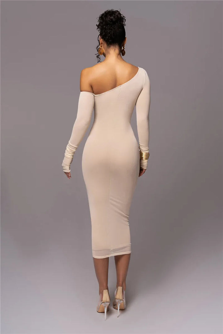Olyssia | Mesh Ruched Elegance Midi Dress