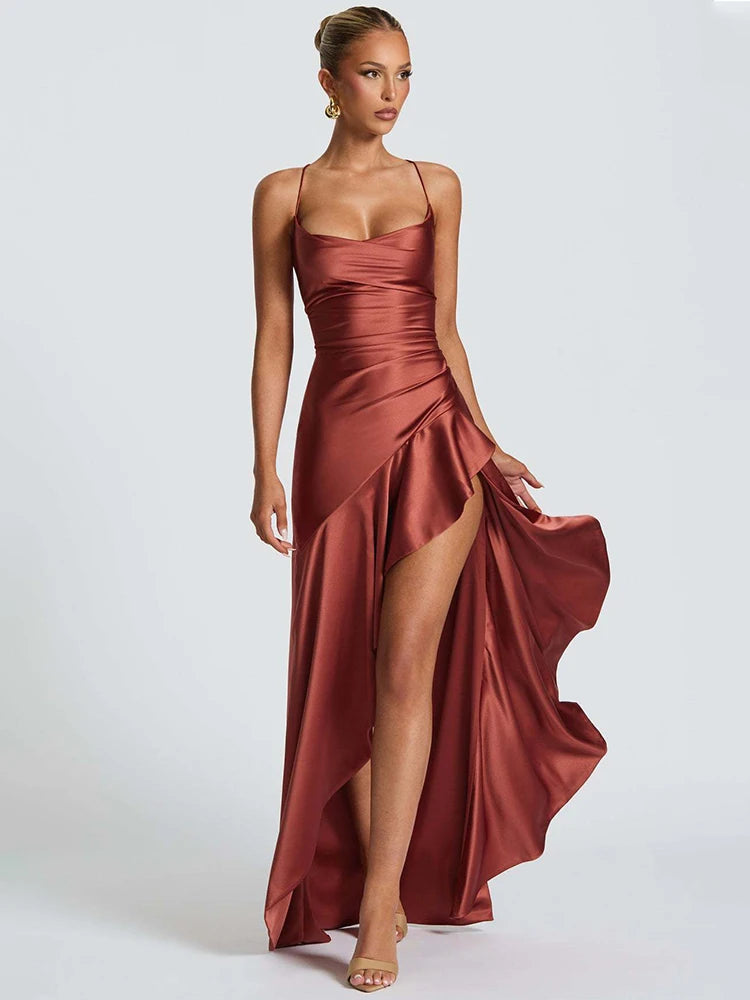 Selestia | Midnight Satin Maxi Dress