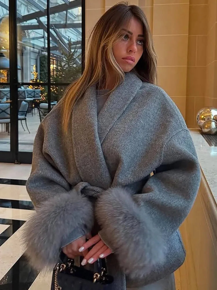 Marvessa | Luxe Faux Fur Woolen Jacket