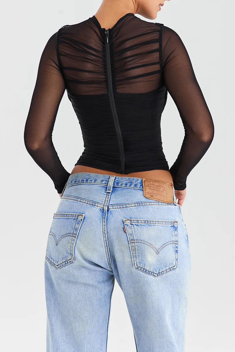 Althira | Sheer Mesh Long Sleeve Elegance Top
