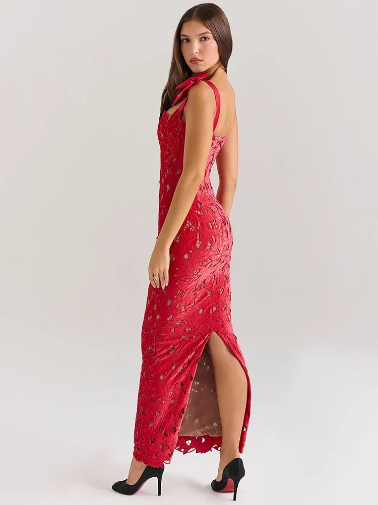 Ismara | Bow Lace Elegance Maxi Dress