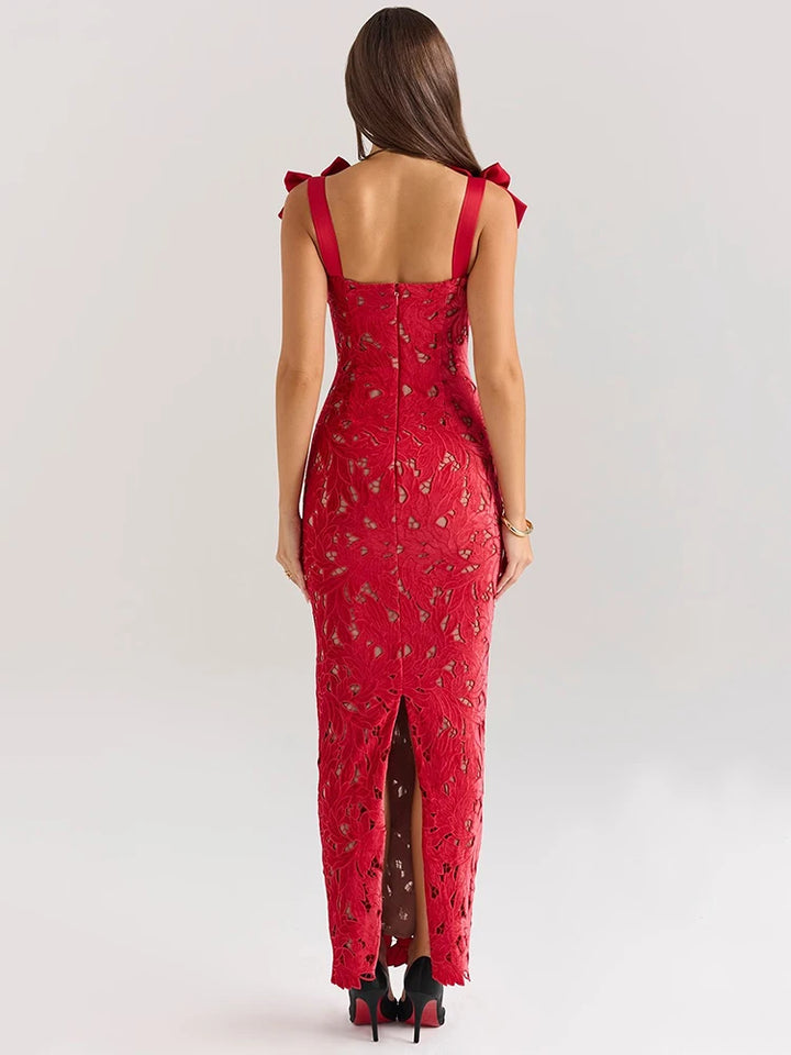 Ismara | Bow Lace Elegance Maxi Dress