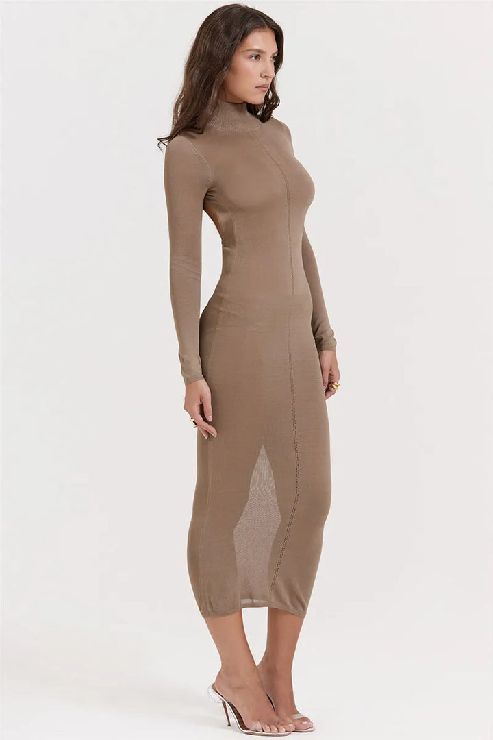 Novira | Sleek Turtleneck Midi Dress