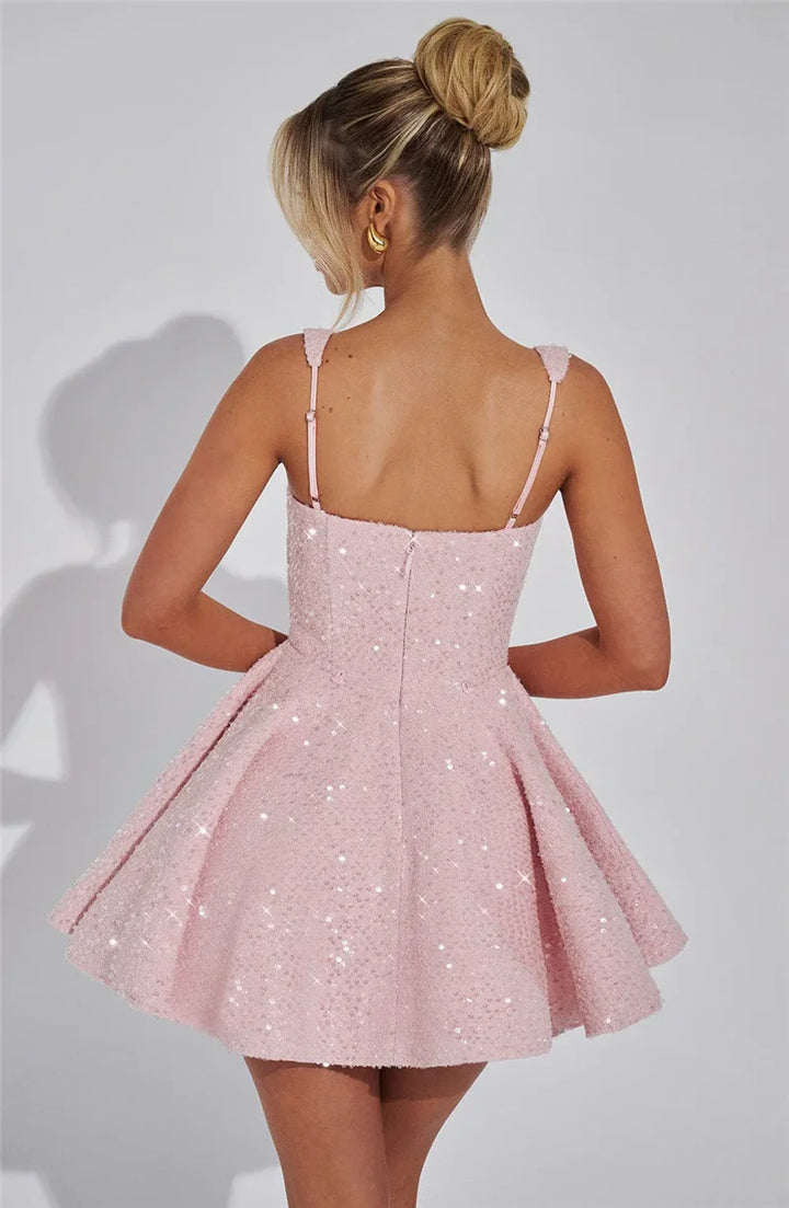 Novaria | Sequin Bow A-Line Mini Dress