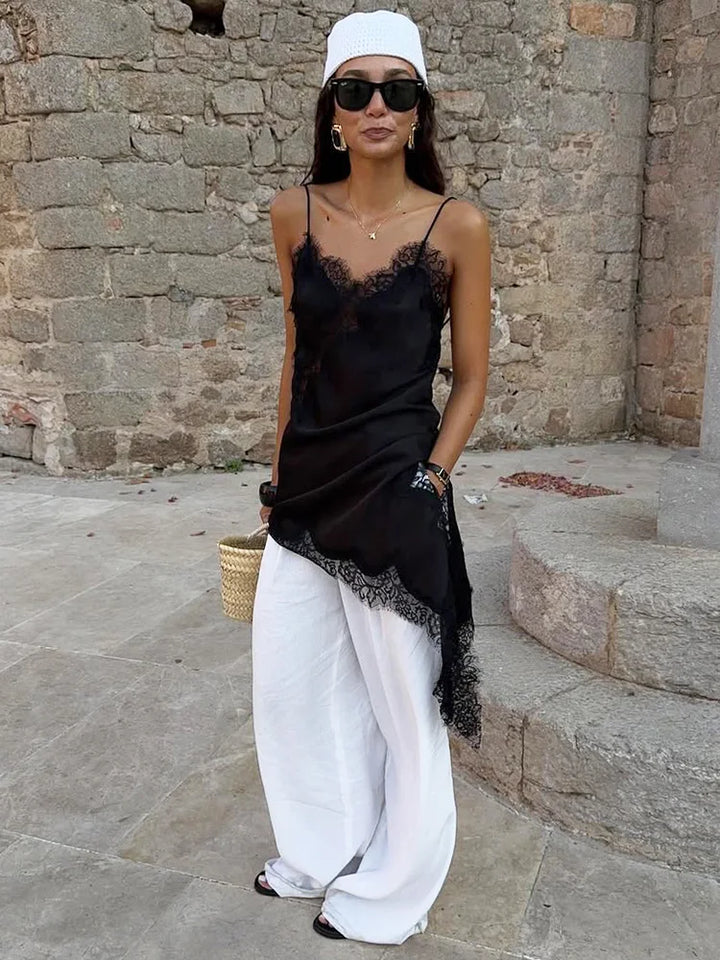 Mocha Whisper Lace Slip Dress