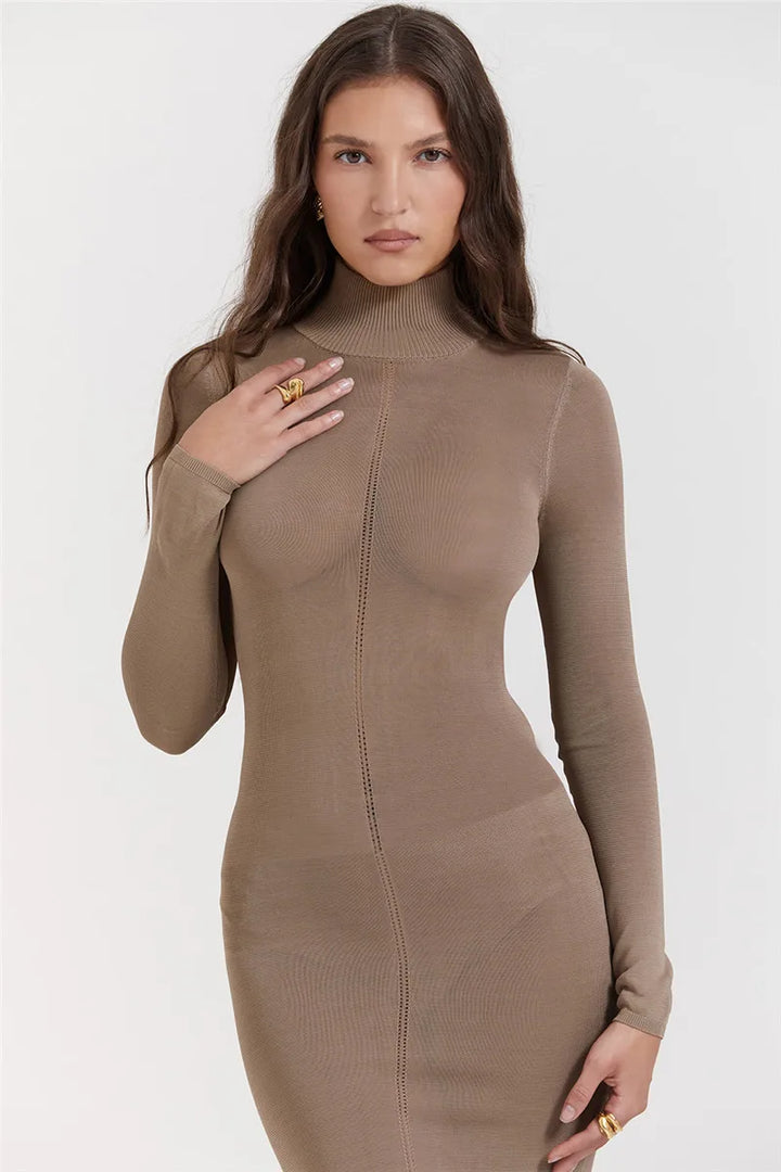 Novira | Sleek Turtleneck Midi Dress