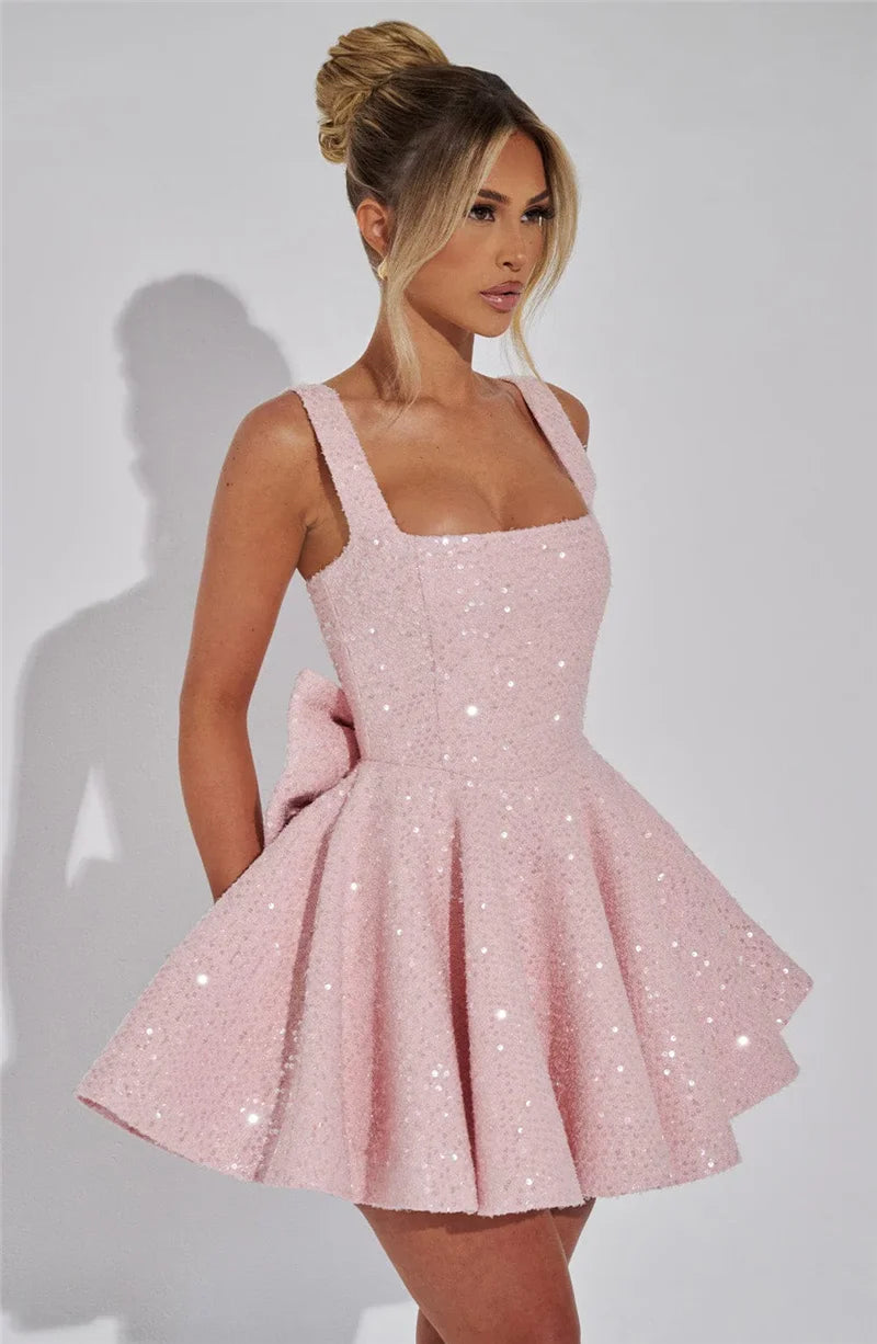 Novaria | Sequin Bow A-Line Mini Dress