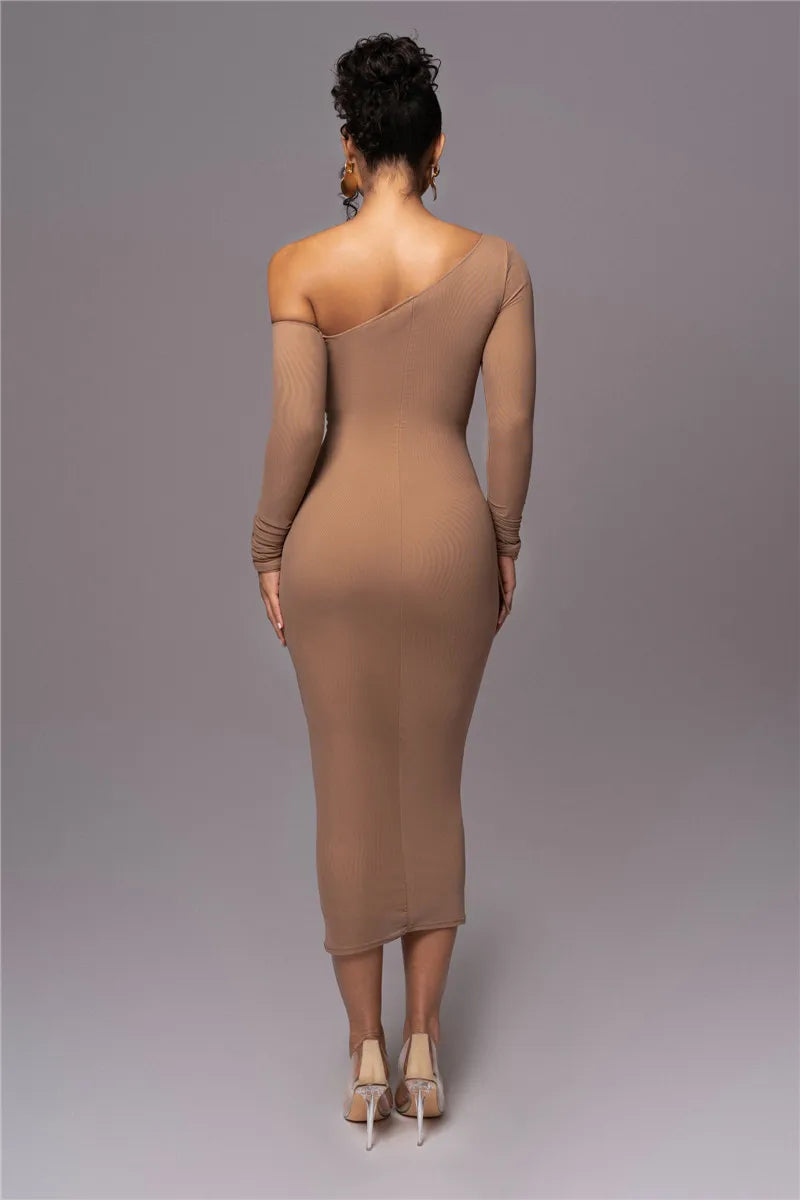 Olyssia | Mesh Ruched Elegance Midi Dress
