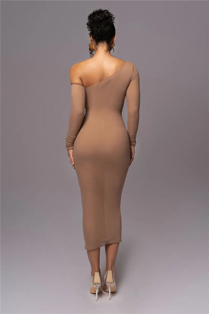 Olyssia | Mesh Ruched Elegance Midi Dress