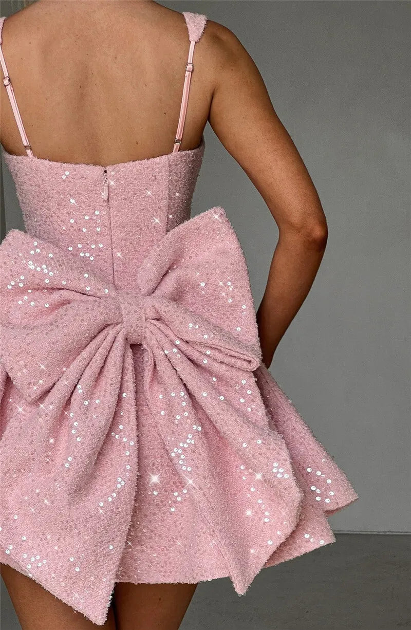 Novaria | Sequin Bow A-Line Mini Dress