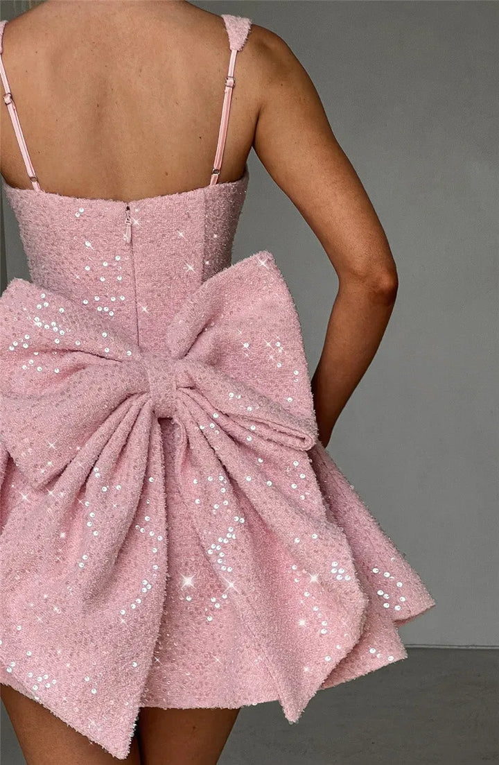 Novaria | Sequin Bow A-Line Mini Dress