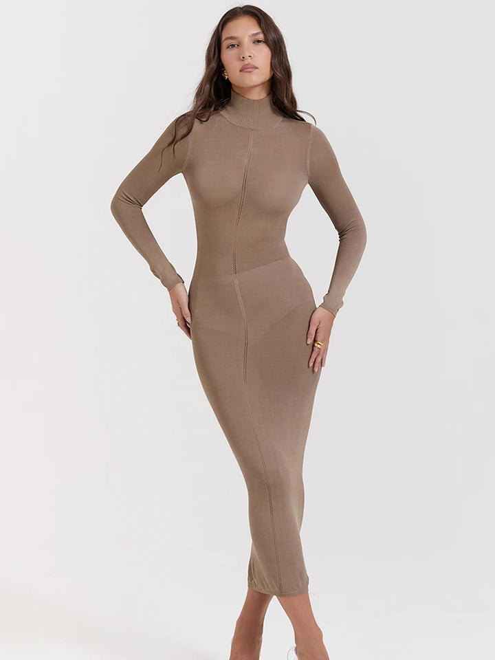 Novira | Sleek Turtleneck Midi Dress