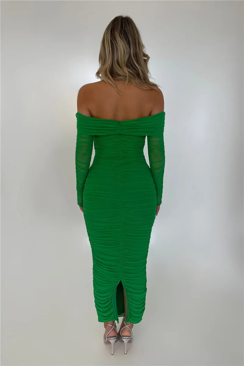 Elowira | Ruched Off-Shoulder Maxi Dress