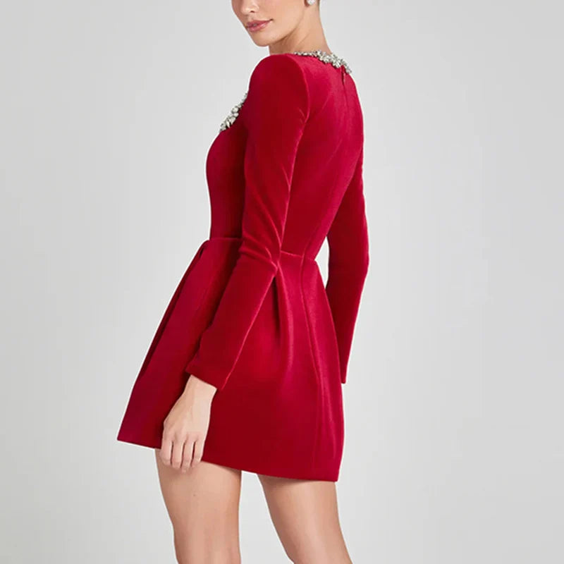 Marcelline Velvet Crystal Dress