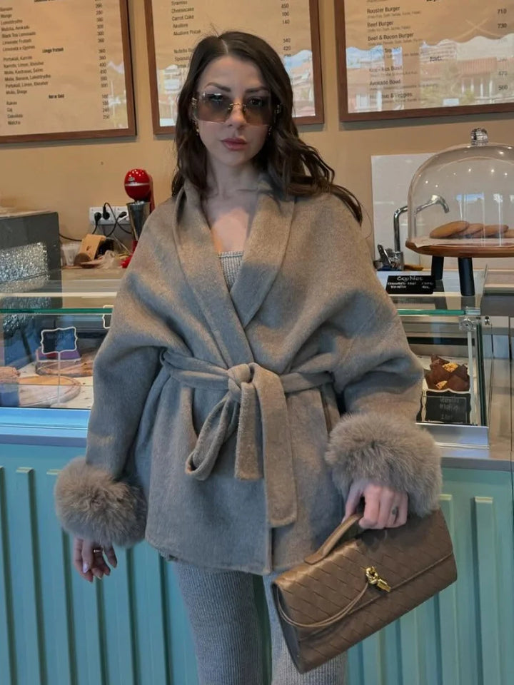 Marvessa | Luxe Faux Fur Woolen Jacket