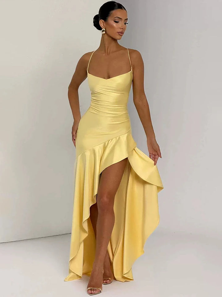 Selestia | Midnight Satin Maxi Dress