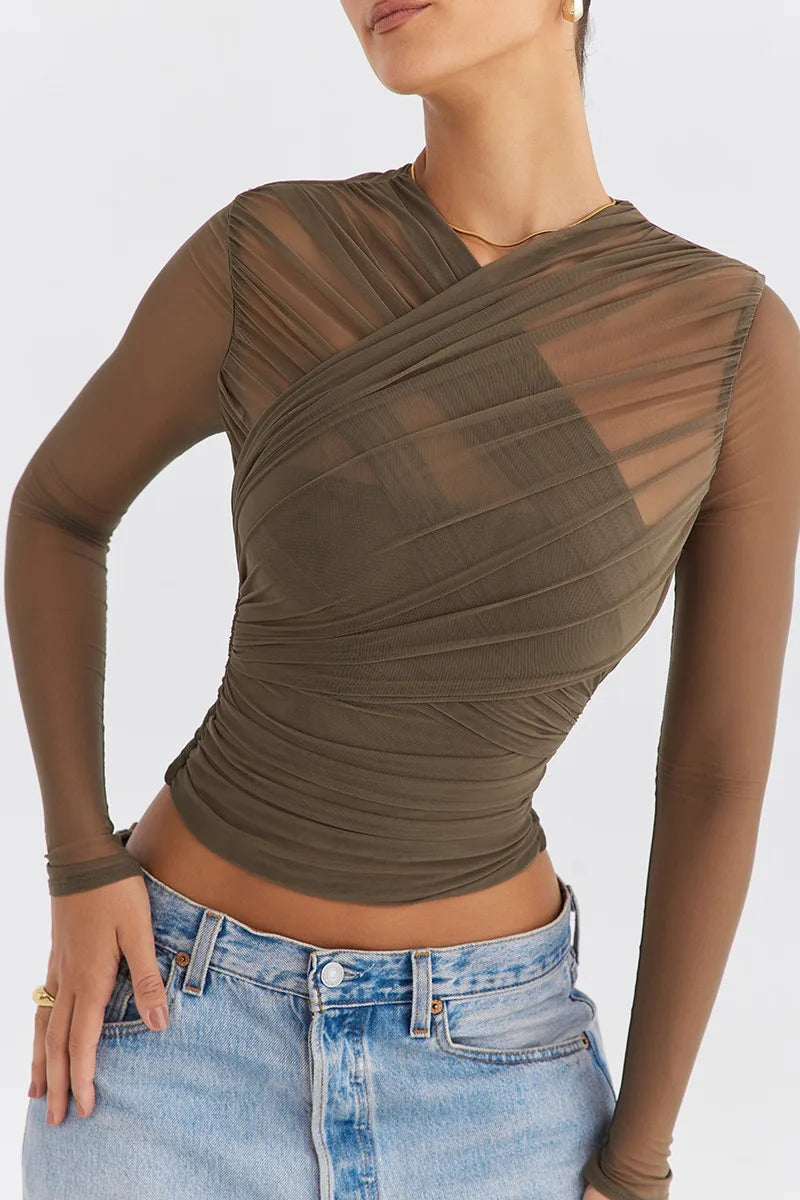 Althira | Sheer Mesh Long Sleeve Elegance Top