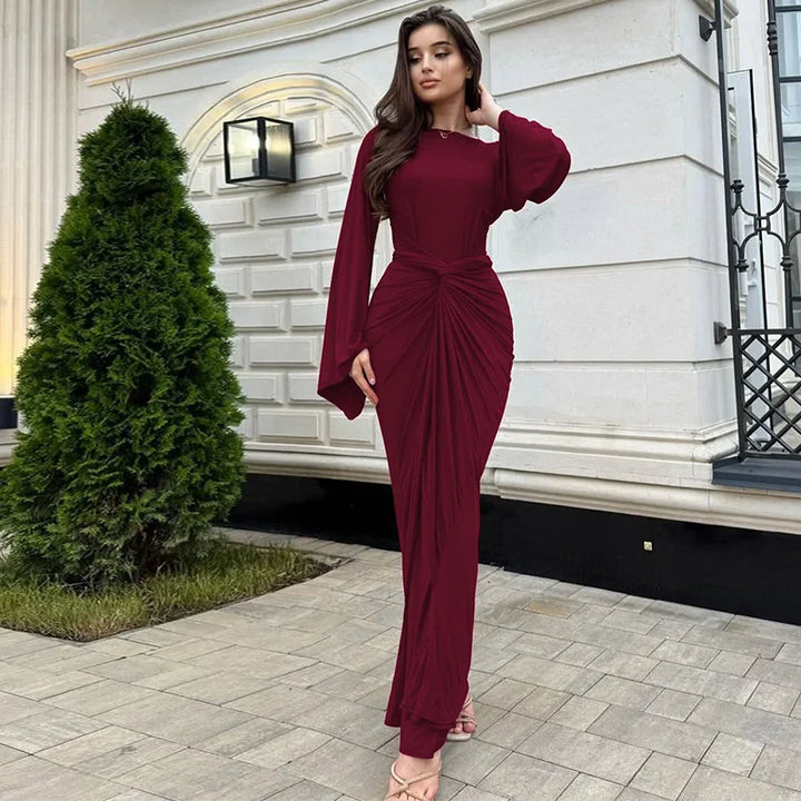 Fiorina | Draped Elegance Maxi Dress