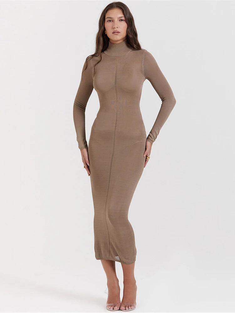 Novira | Sleek Turtleneck Midi Dress