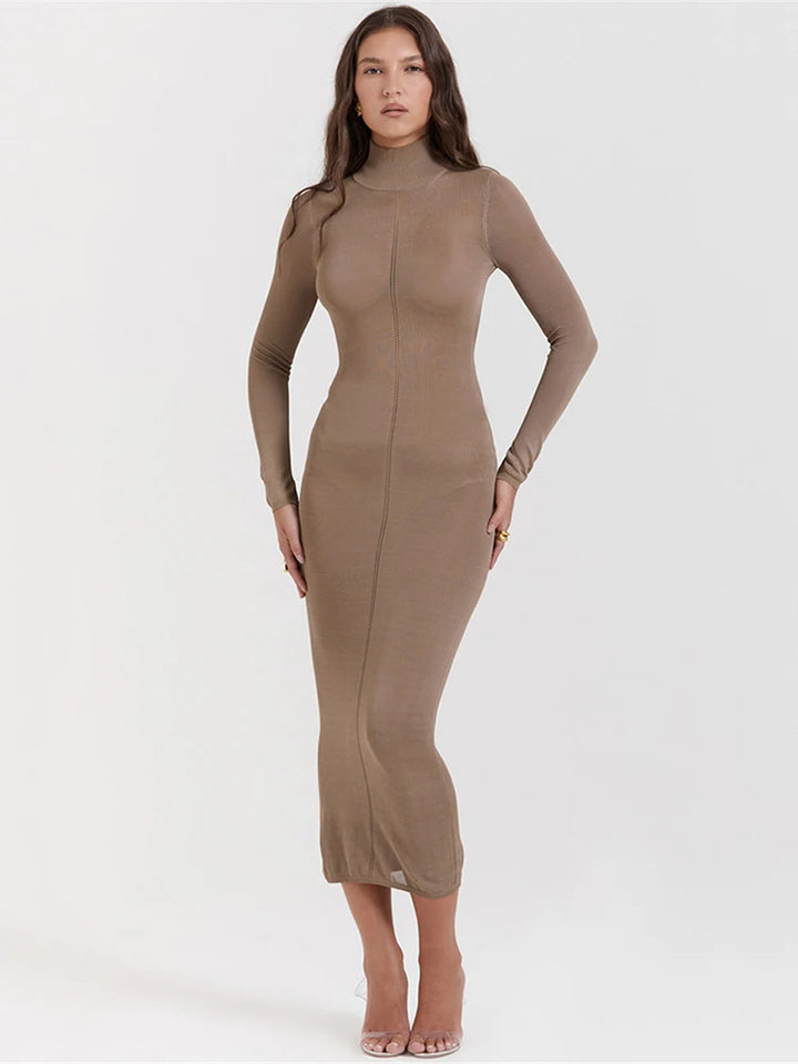 Novira | Sleek Turtleneck Midi Dress