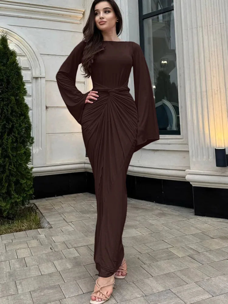 Fiorina | Draped Elegance Maxi Dress