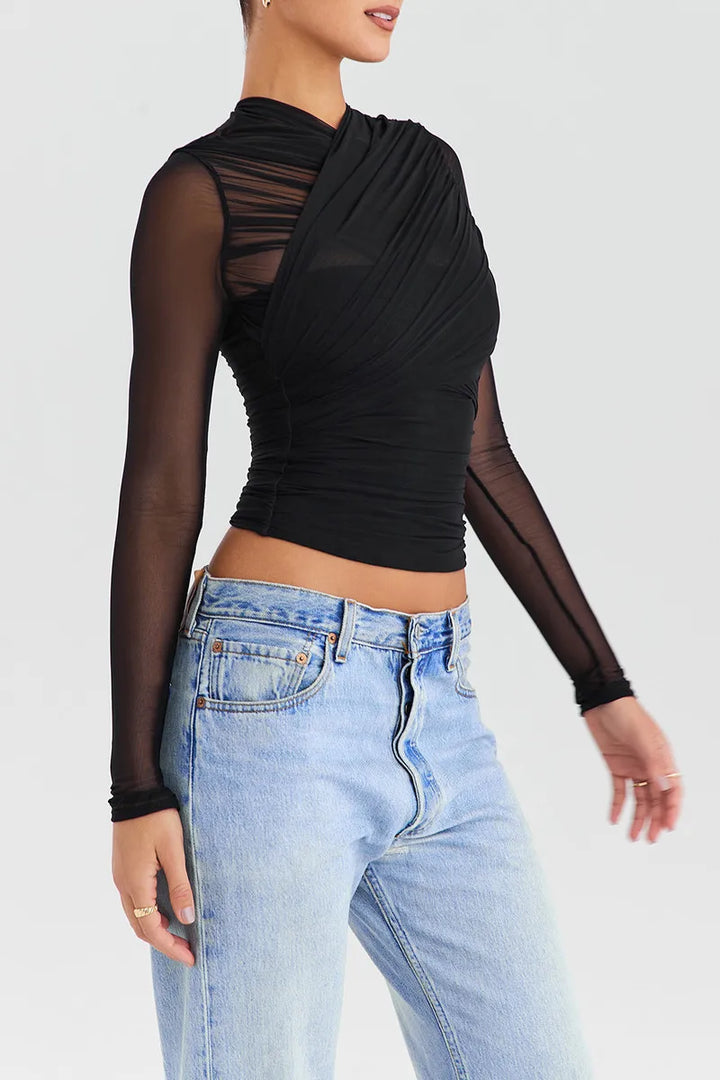 Althira | Sheer Mesh Long Sleeve Elegance Top