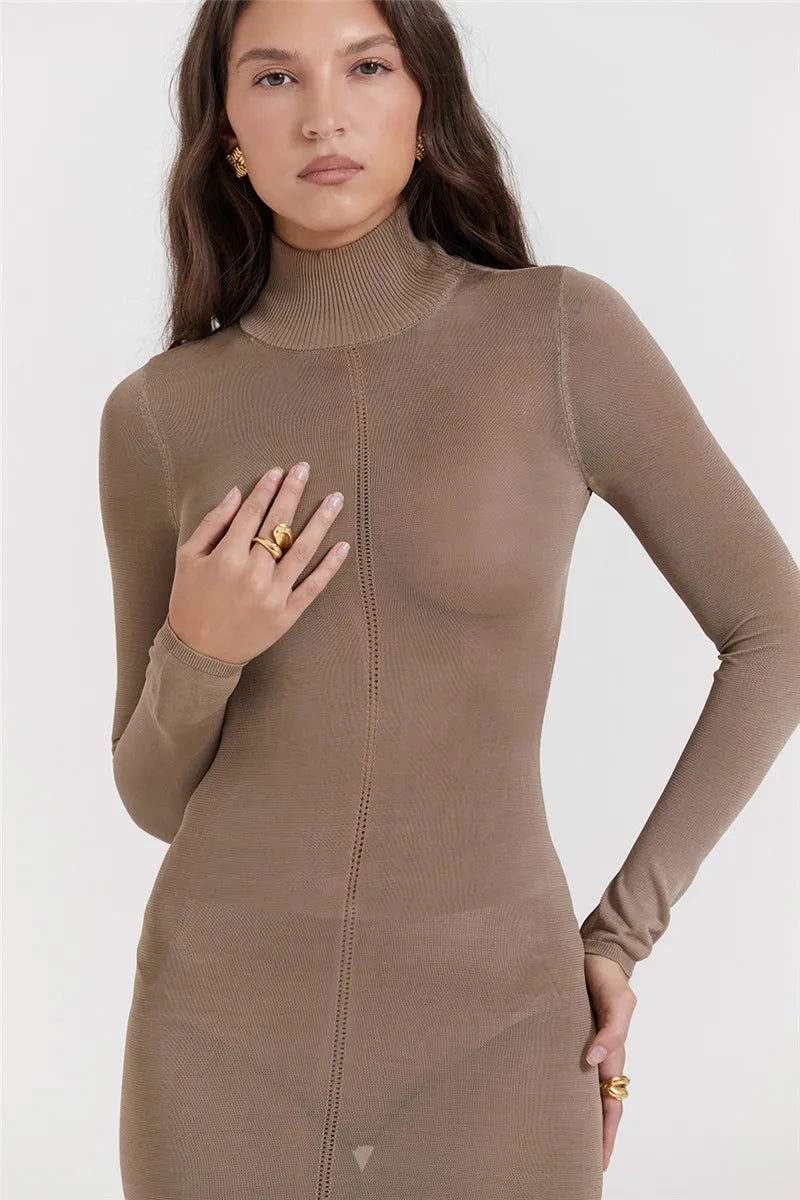 Novira | Sleek Turtleneck Midi Dress