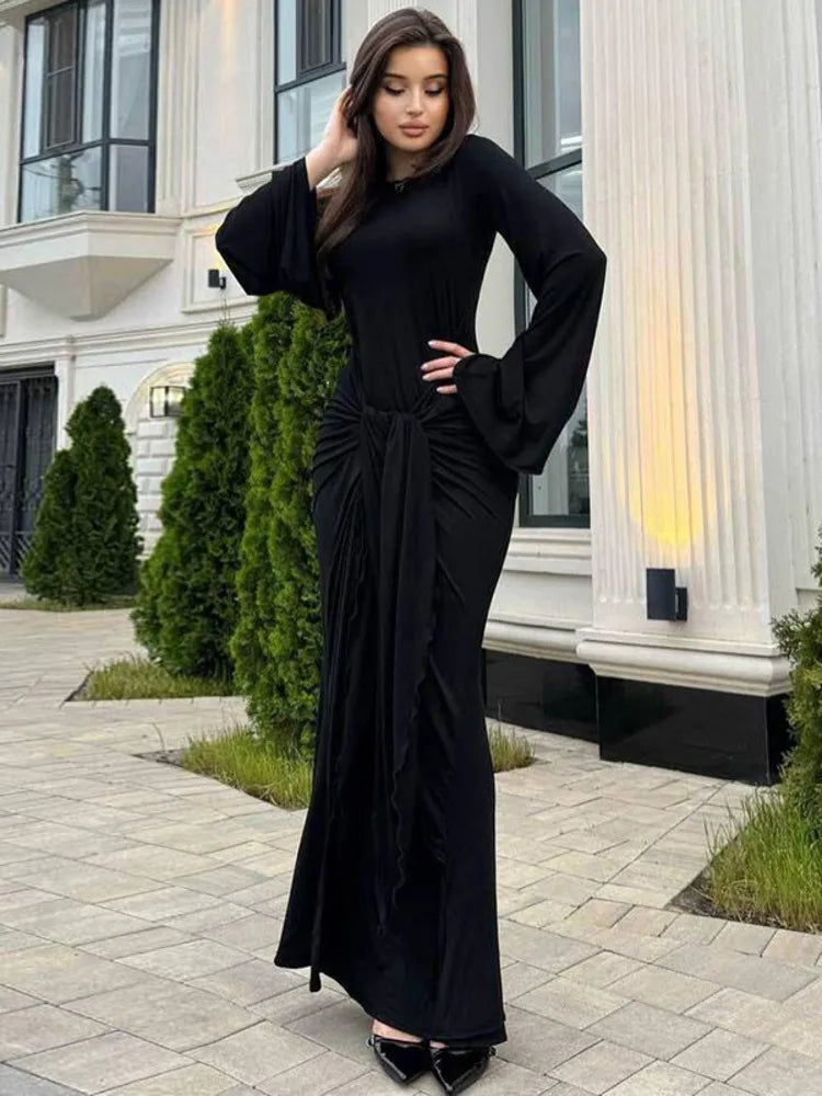 Fiorina | Draped Elegance Maxi Dress