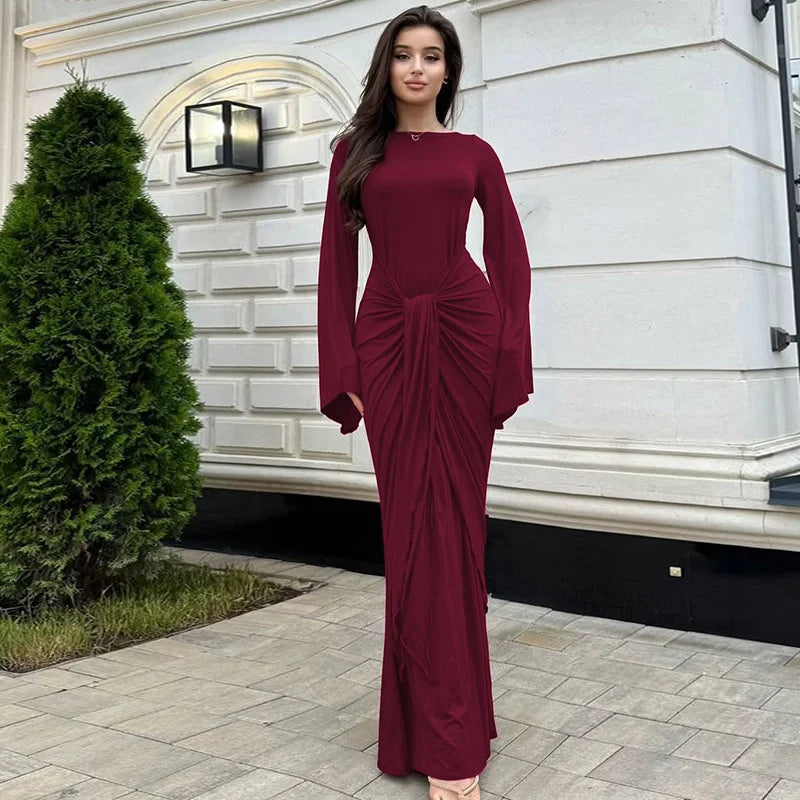 Fiorina | Draped Elegance Maxi Dress