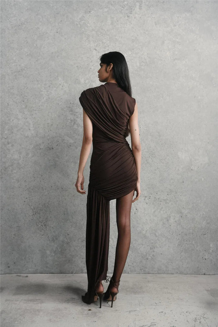 Clarionna | Draped High-Neck Mini Dress